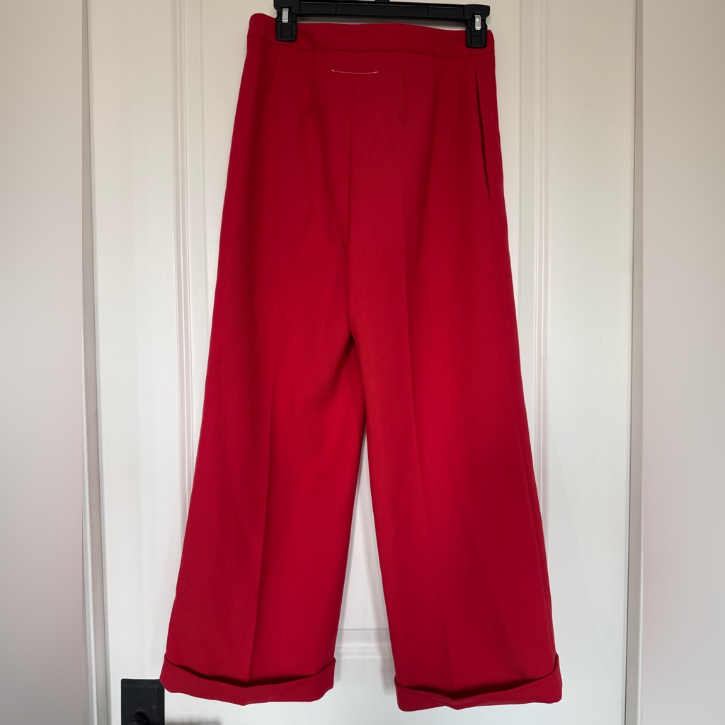 Mm6 Maison Margiela Red Cropped Wide Leg Pants Nwt It 40 Made In Italy